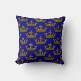 Little Gold Crown-BLUE Square Throw Pillow