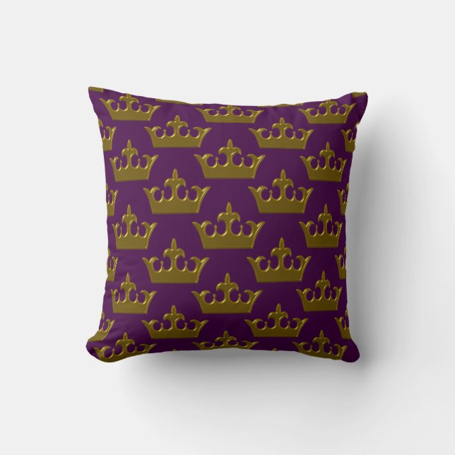 Little Gold Crown-PURPLE Square Throw Pillow (Front)