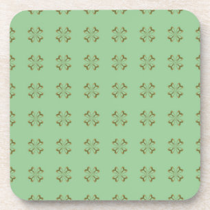 Little Gold Flowers on Mint Coaster