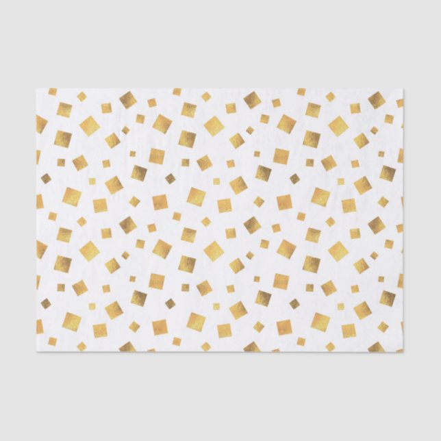 Little Gold Squares on White Elegant Tissue Paper (Front)