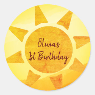  Little Gold Sunshine Boho Birthday  Classic Round Sticker