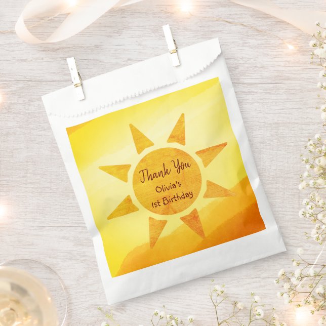  Little Gold Sunshine Modern Boho Birthday Favour Bags (Clipped)