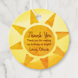 Little Gold Sunshine Modern Boho Birthday Favour Tags