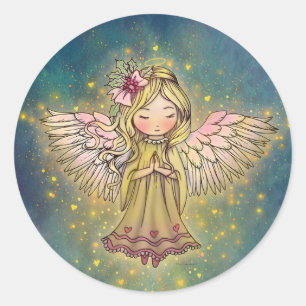 Little Golden Angel Christmas Holiday Classic Round Sticker