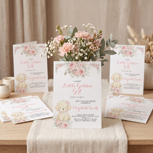 Little Golden Girl Baby Shower Golden Retriever Invitation