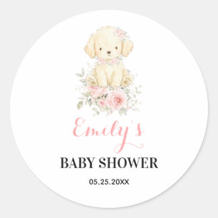Little Golden Girl Baby Shower Retriever Puppy Classic Round Sticker