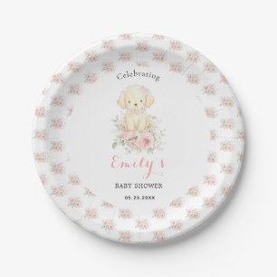 Little Golden Girl Baby Shower Retriever Puppy Paper Plate