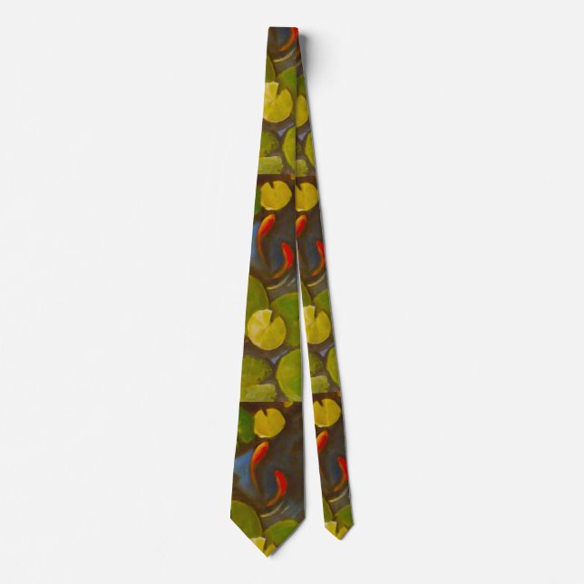 Little Goldfish Koi in Pond with Lily Pads Tie (Front)