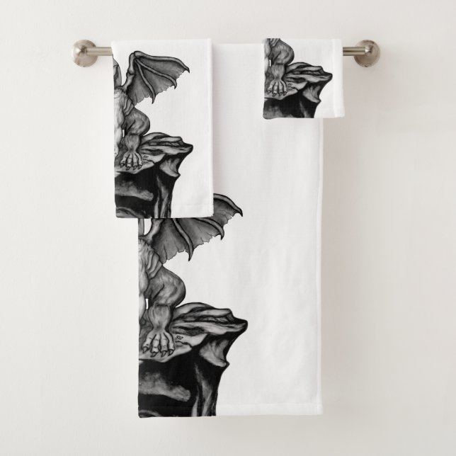 Little Golem Gargoyle Bath Towel Set (Insitu)