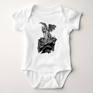Little Golem Gargoyle - Black and white design Baby Bodysuit