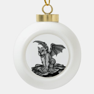 Little Golem Gargoyle Ceramic Ball Christmas Ornament