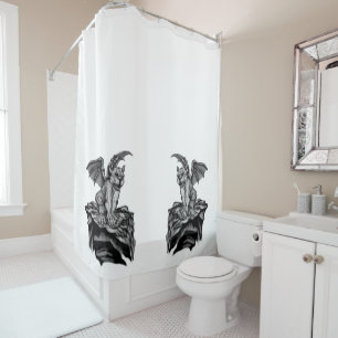 Little Golem Gargoyle Shower Curtain