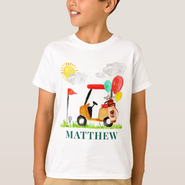 Little Golf Cart Balloons Pro Par-tee Birthday T-S T-Shirt (Front)