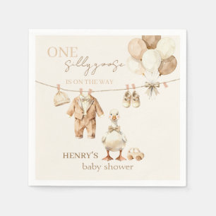 Little Goose Beige Baby Shower Napkin