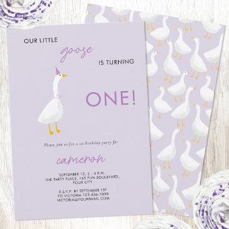 Little Goose First 1st Birthday Party Invitation