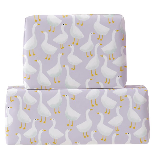 Little Goose Geese Lilac Purple Wrapping Paper (Fun Little Goose lilac pastel purple geese themed gift wrapping paper roll)