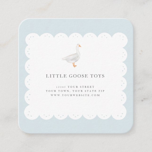 Little Goose Hand Drawn Scalloped Business Card (Front)