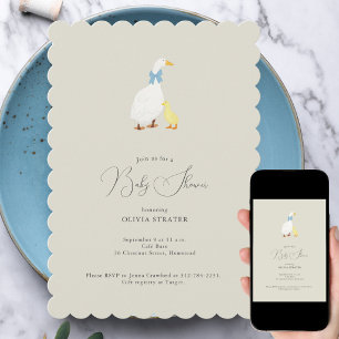 Little gosling storybook illustration baby shower invitation