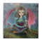 Little Gothic Fairy and Dragon Fantasy Art Tile