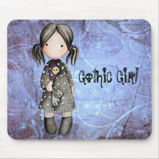 Little Gothic Girl with Skull Mousepad