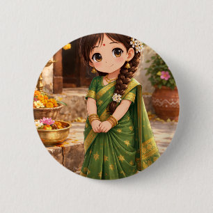 Little Grace in Green 6 Cm Round Badge