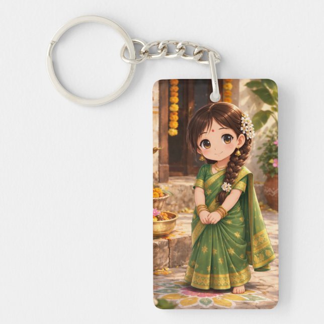 Little Grace in Green Key Ring (Front)