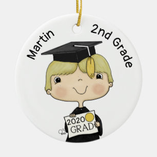 Little Graduate Boy Blonde Hair Ceramic Tree Decoration