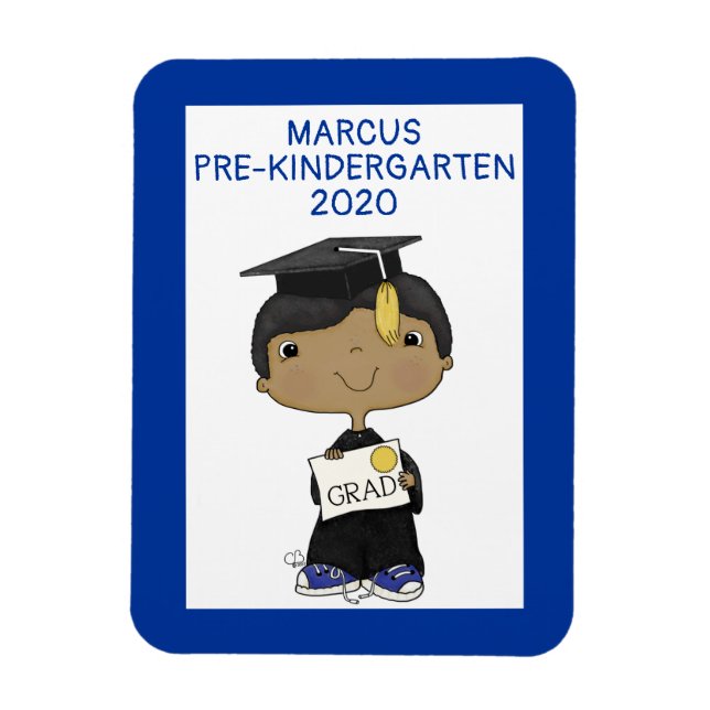 Little Graduate Boy Dark Skin Magnet (Vertical)