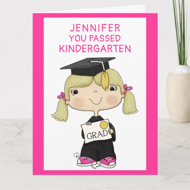 Little Graduate Girl Blond Hair Big Card (Front)