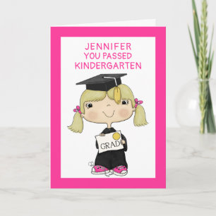 Little Graduate Girl Blond Hair Card