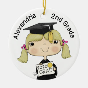 Little Graduate Girl Blonde Hair Ceramic Tree Decoration