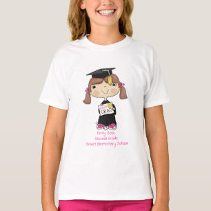 Little Graduate Girl Brown Hair T-Shirt