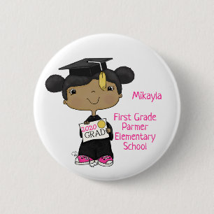 Little Graduate Girl Dark Skin 6 Cm Round Badge