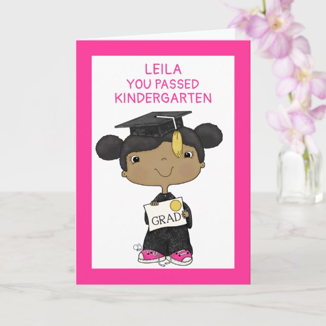 Little Graduate Girl Dark Skin Card (Orchid)