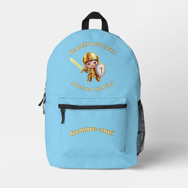 Little Great Warrior of God Printed Backpack (Front)