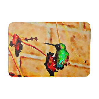 Little Green and Red  hummingbird Bath Mat