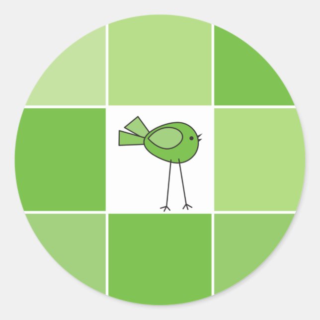 little green bird classic round sticker (Front)
