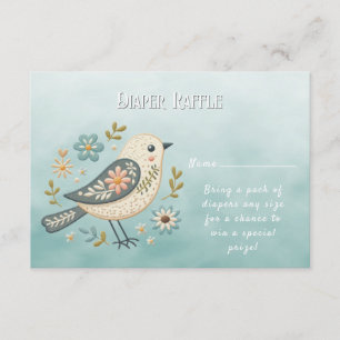 Little Green Bird Floral Baby Shower Enclosure Card