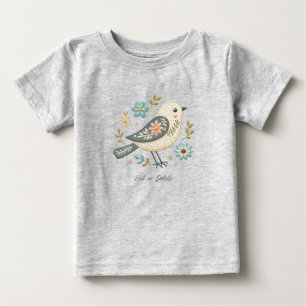 Little Green Bird Floral Baby T-Shirt