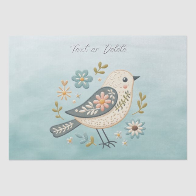 Little Green Bird Floral Tissue Paper (Front)