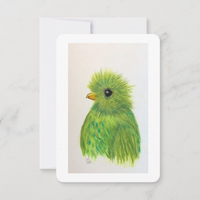 Little Green Bird Greeting Card (Front)