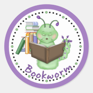 Little Green Bookworm Classic Round Sticker