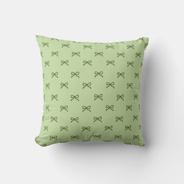 Little Green Bow Feminine Pastel & Coquette  Cushion (Front)