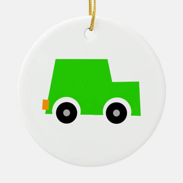 Little Green Car Ceramic Tree Decoration (Front)