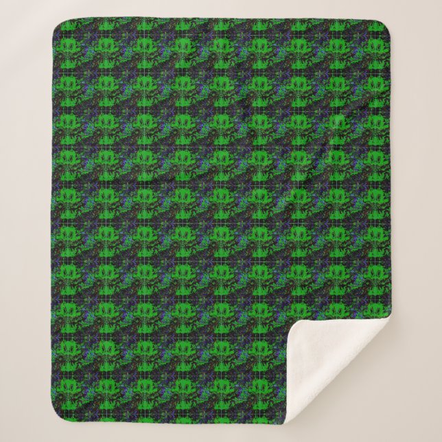 Little green Devil Sherpa Blanket (Front)