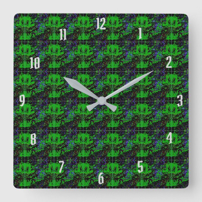 Little green Devil Square Wall Clock (Front)
