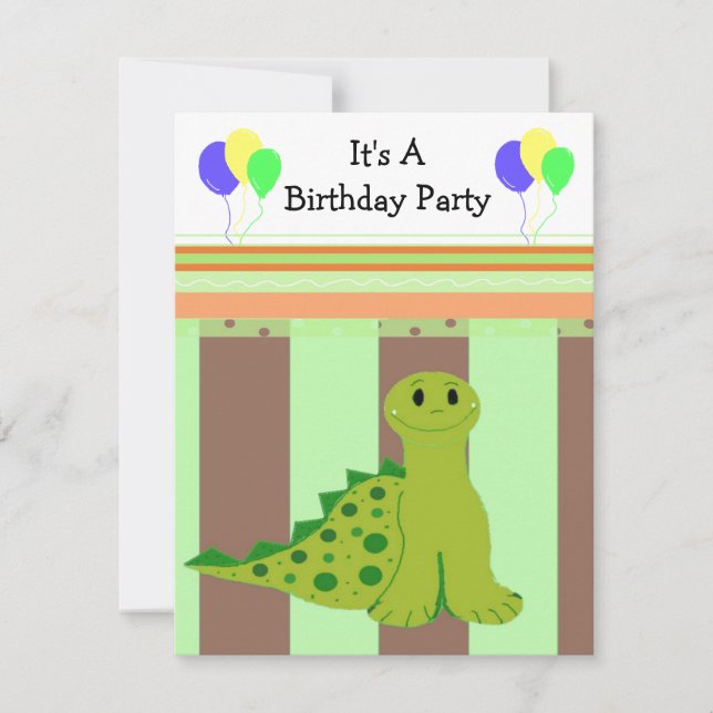 Little Green Dinosaur Party Invitaiton Invitation (Front)
