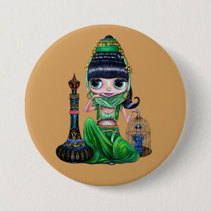 Little Green Genie Belly Dancer Girl 7.5 Cm Round Badge