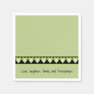 Little Green Heart Pattern Accented  Napkin
