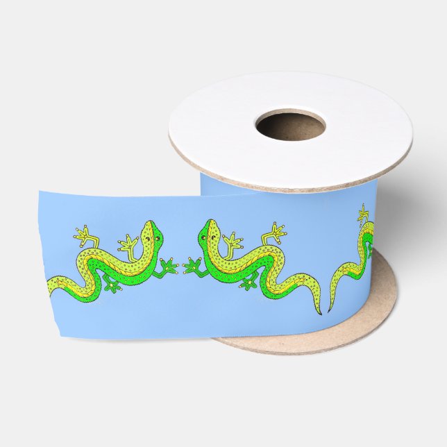 little green lizard satin ribbon (Spool)